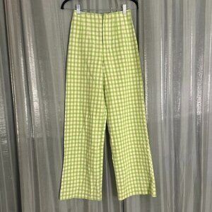 plaid high waisted wide leg mint pants